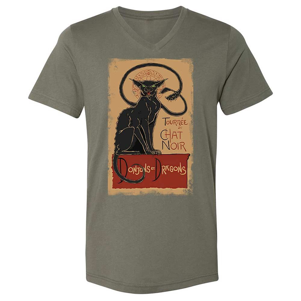 Tournee Du Chat Noir Unisex V-Neck T-Shirt - Military Green - 11
