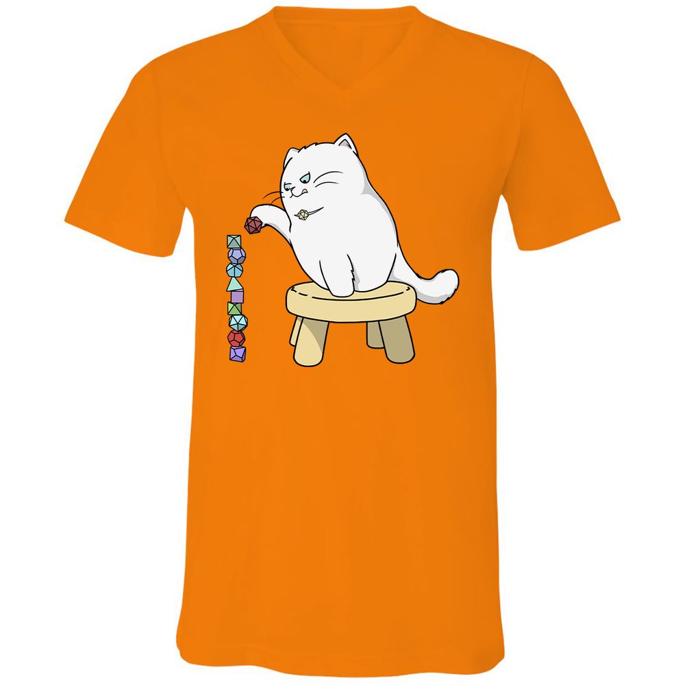 Cat Stacking Dice Unisex V-Neck T-Shirt - Orange - 11