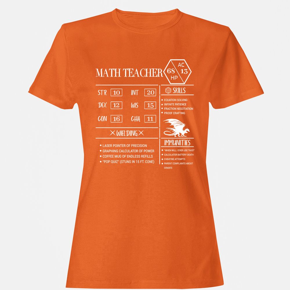 Math Teacher New Women's T-Shirt - Orange - 11