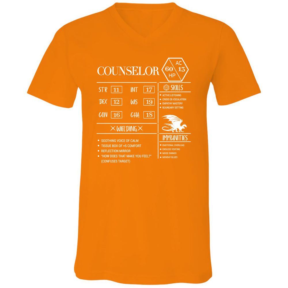 Counselor New Unisex V-Neck T-Shirt - Orange - 11