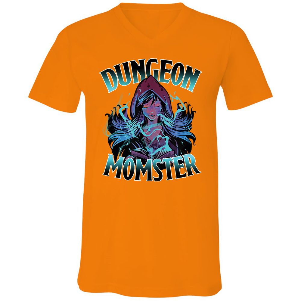 Dungeon Momster Unisex V-Neck T-Shirt - Orange - 11