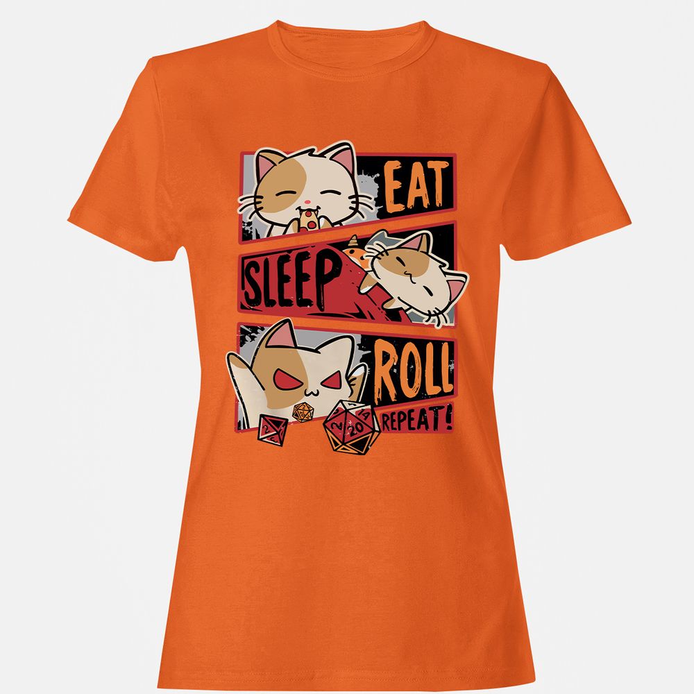 Eat Sleep Roll Repeat Women's T-Shirt - Orange - 11