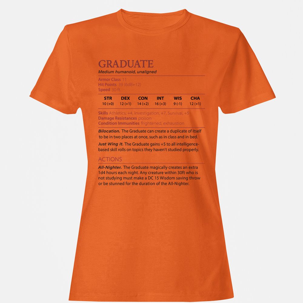 Graduate Stats Women's T-Shirt - Orange - 11