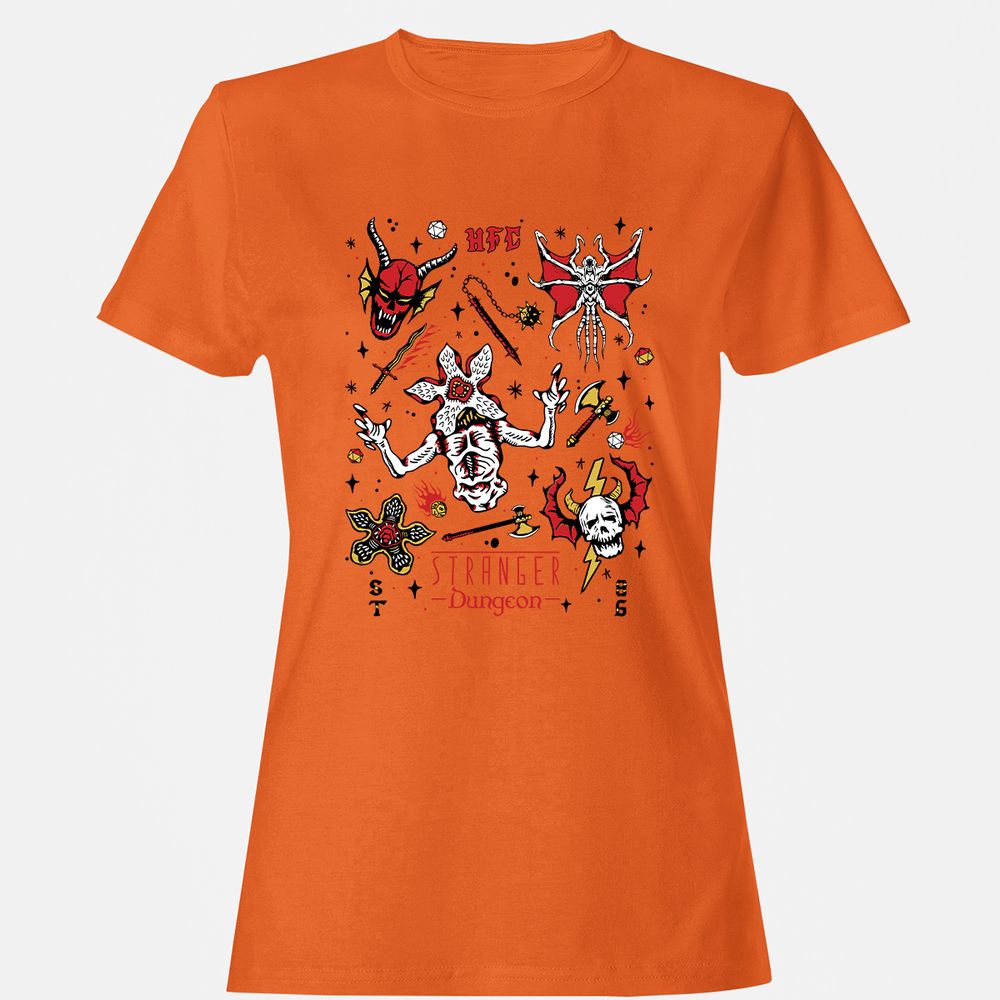 STRANGER DUNGEON Women's T-Shirt - Orange - 11