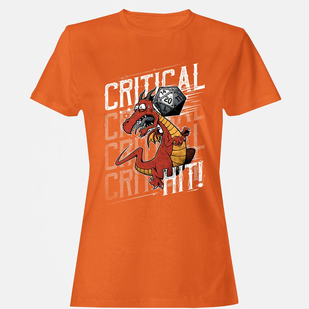 Funny Dragon Critical Hit Women's T-Shirt - Orange - 11