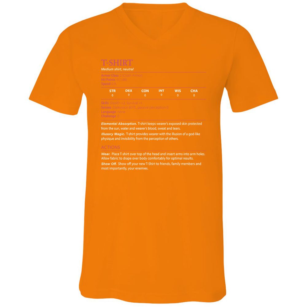 T-Shirt Unisex V-Neck T-Shirt - Orange - 11