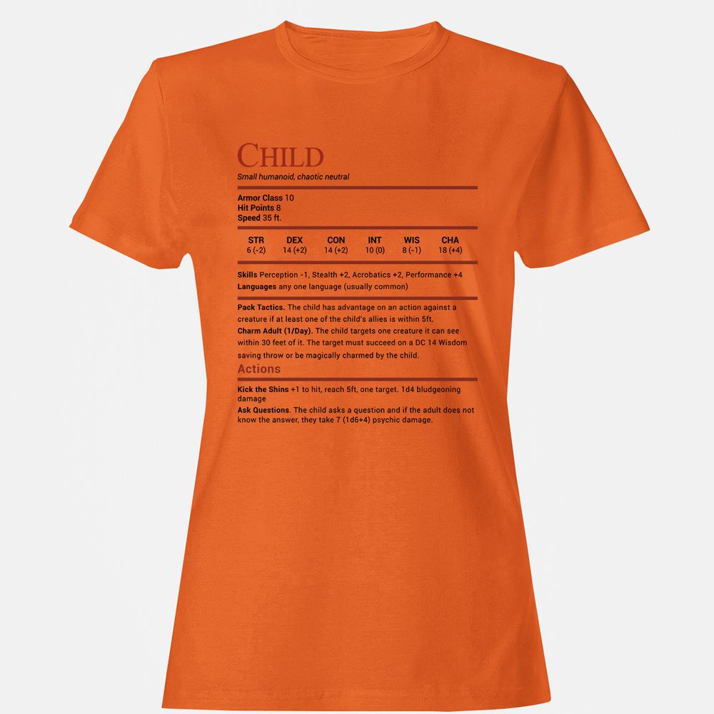 Child Stats Women's T-Shirt - Orange - 11