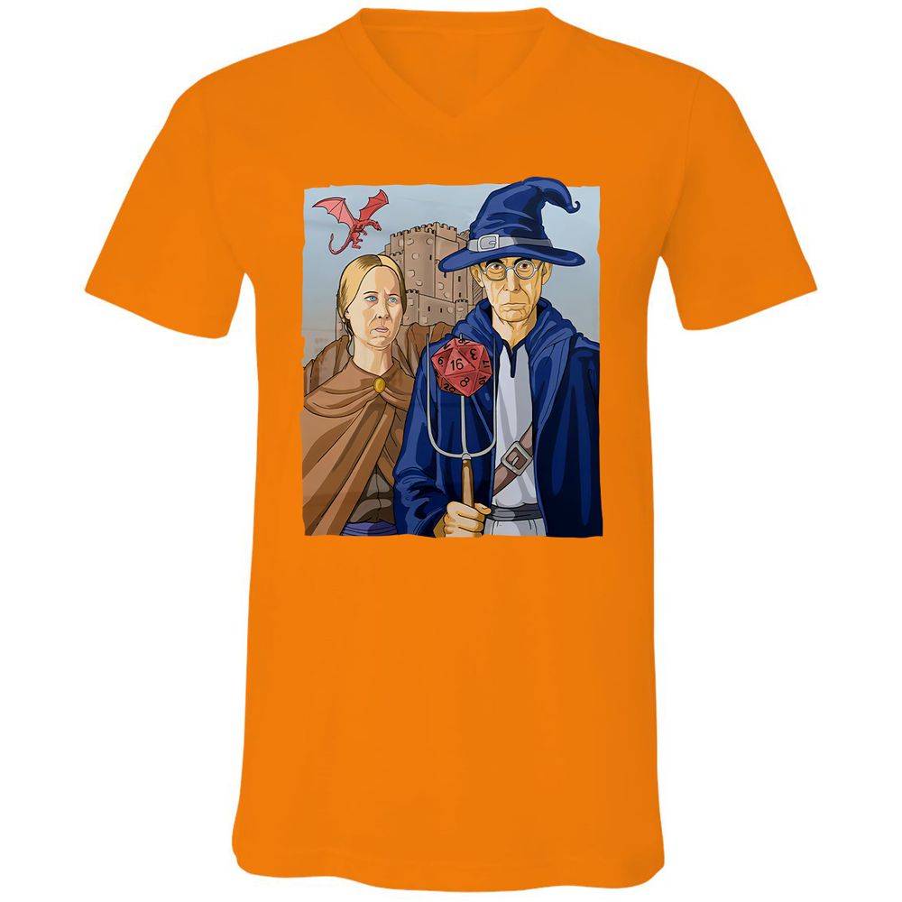 DnD Gothic Unisex V-Neck T-Shirt - Orange - 11