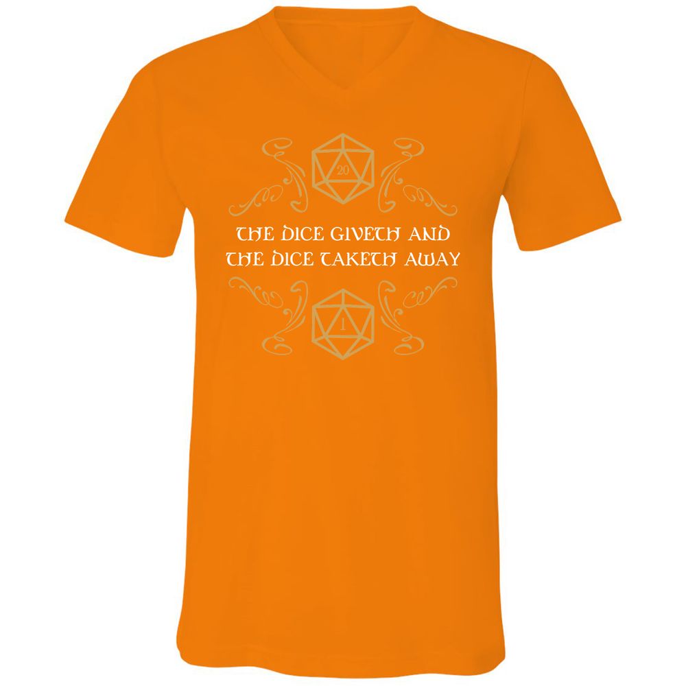 The Dice Giveth and Taketh Away Natural 20 and Critical Fail Unisex V-Neck T-Shirt - Orange - 11