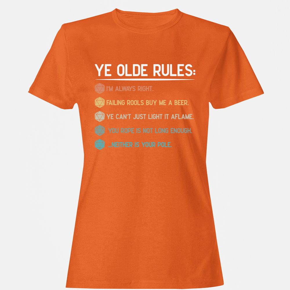 Dungeon Master Rules – Ye Olde RPG Women's T-Shirt - Orange - 11