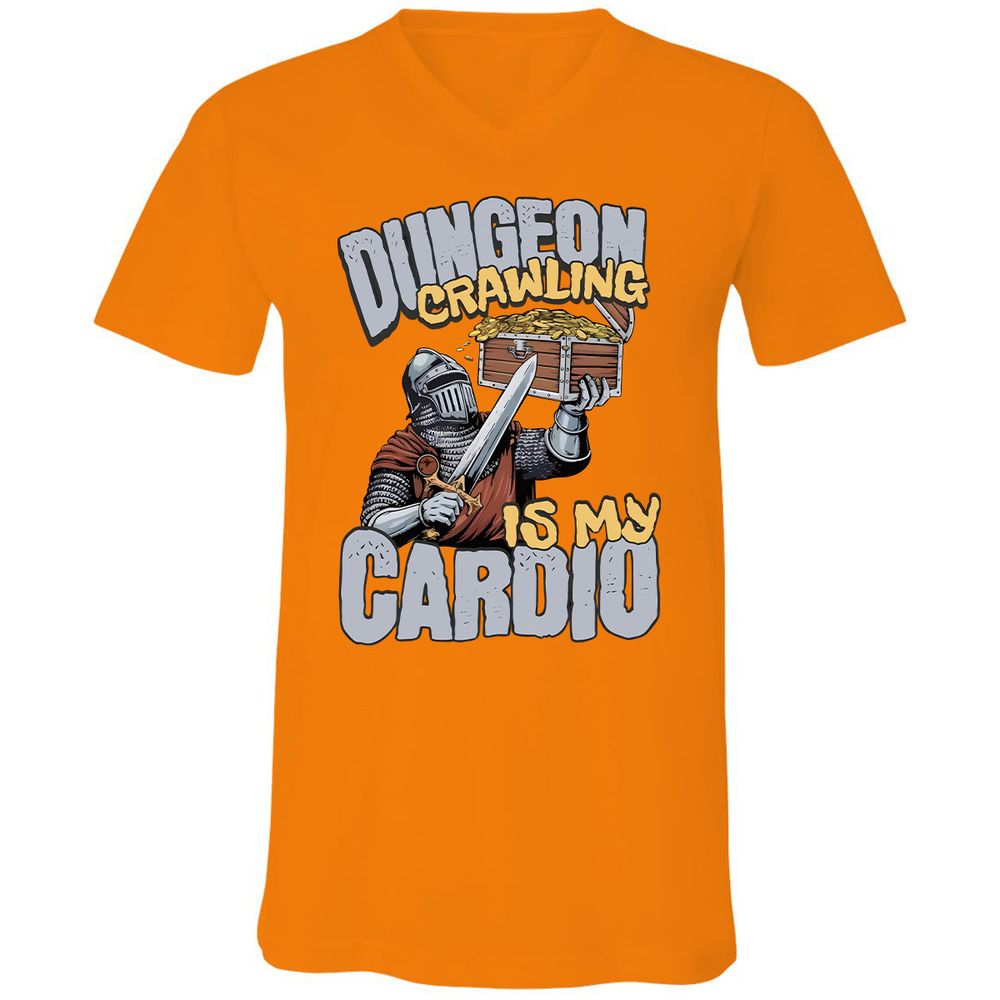 Dungeon Crawling Is My Cardio Unisex V-Neck T-Shirt - Orange - 11