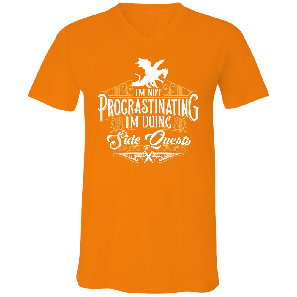 I'm Doing Side Quests Unisex V-Neck T-Shirt - Orange - 11