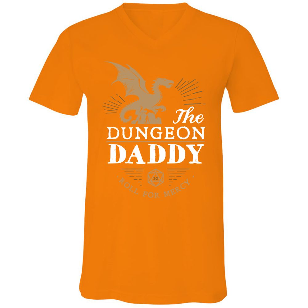 Dungeon Daddy Roll For Mercy Unisex V-Neck T-Shirt - Orange - 11