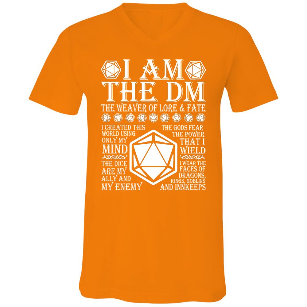I Am The DM The Weaver Of Lore And Fate Unisex V-Neck T-Shirt - Orange - 11