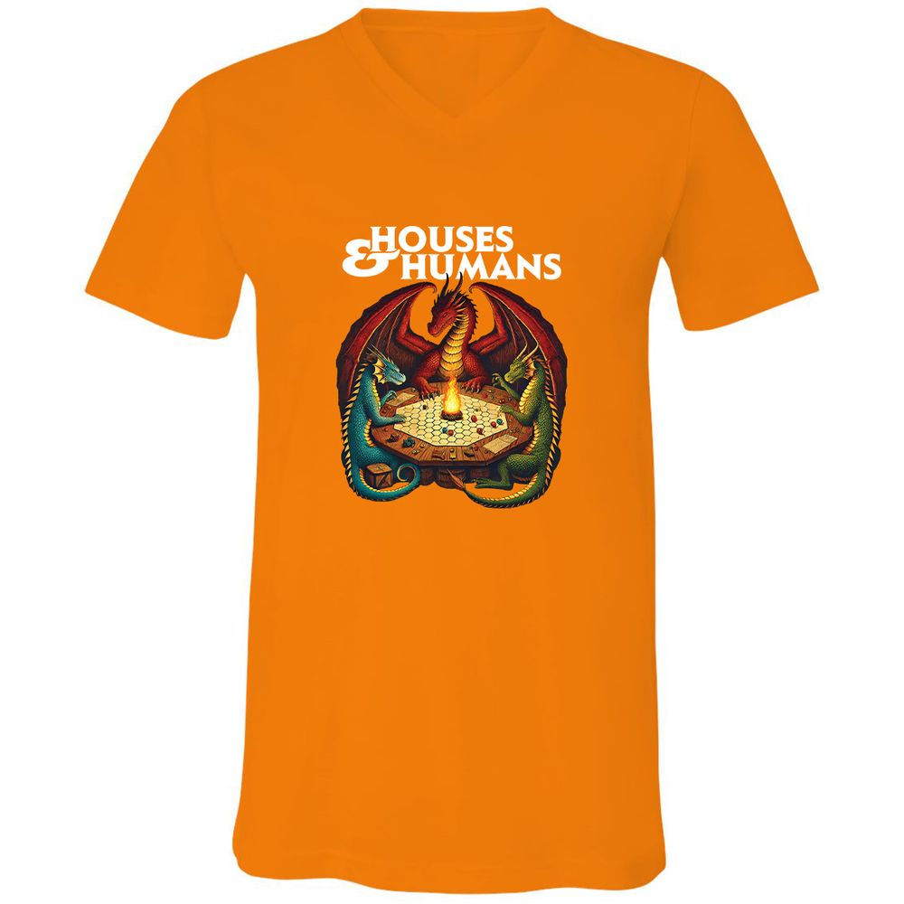 Houses & Humans Unisex V-Neck T-Shirt - Orange - 11