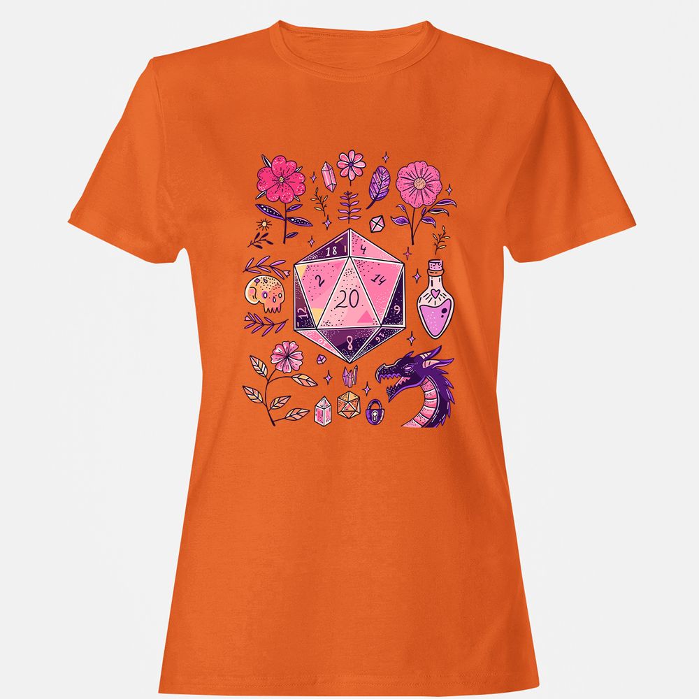 Mystic D20 Floral Dice Art - Orange - 11