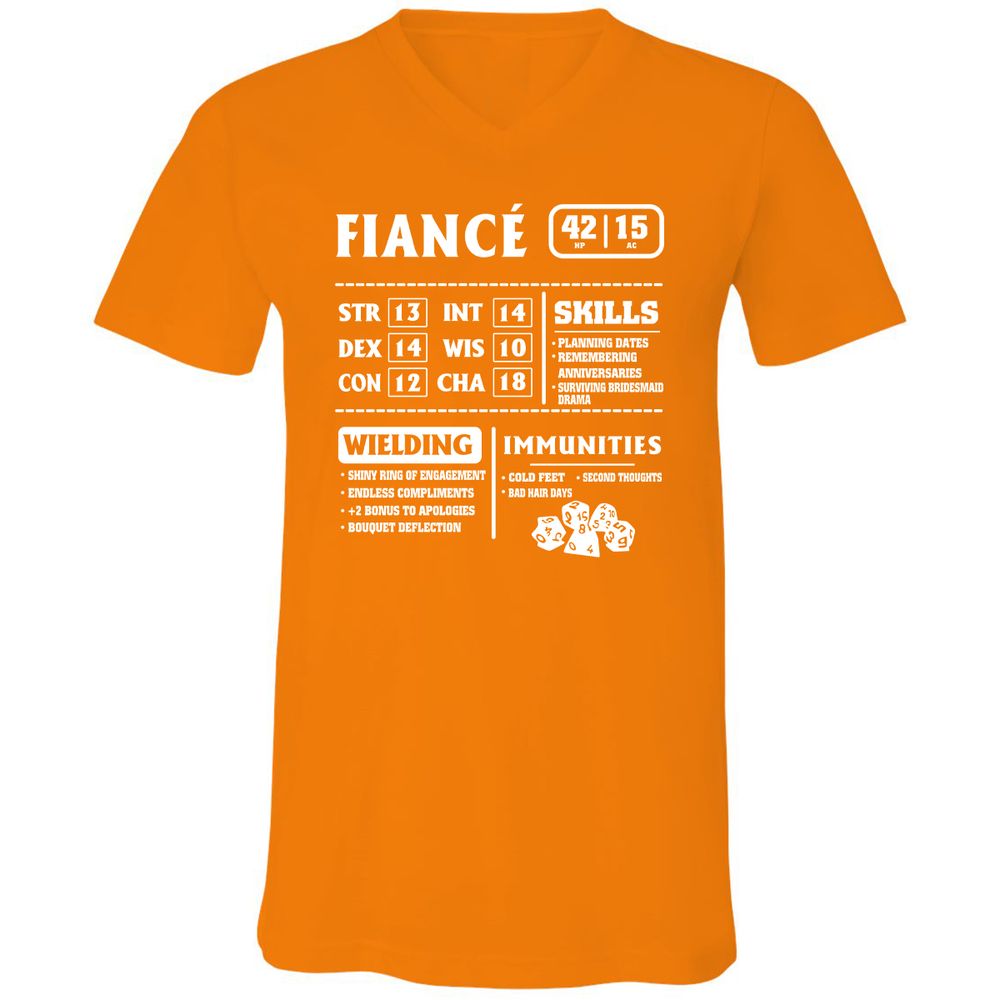 Fiance Stats Unisex V-Neck T-Shirt - Orange - 11