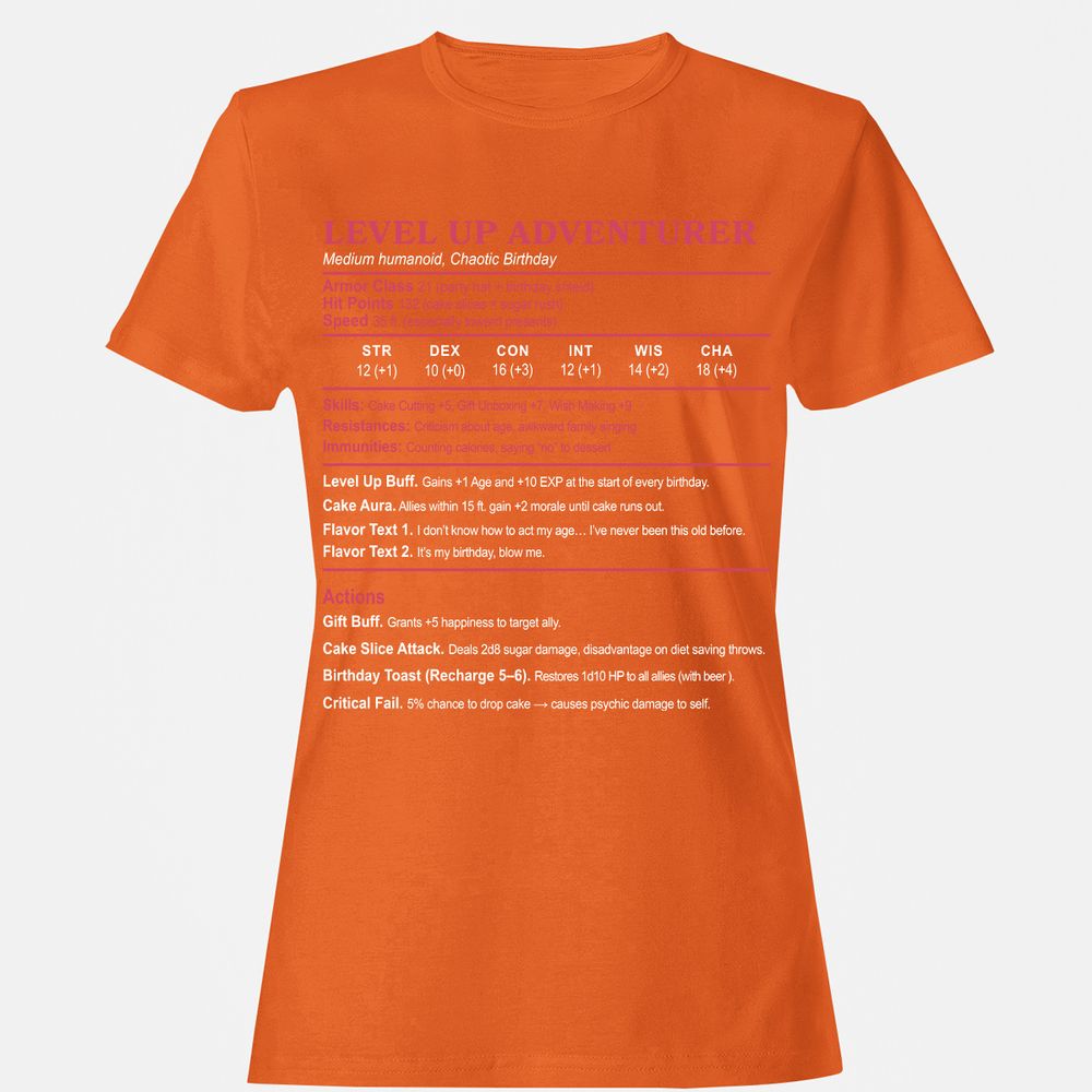 Level Up Adventurer Women's T-Shirt - Orange - 11