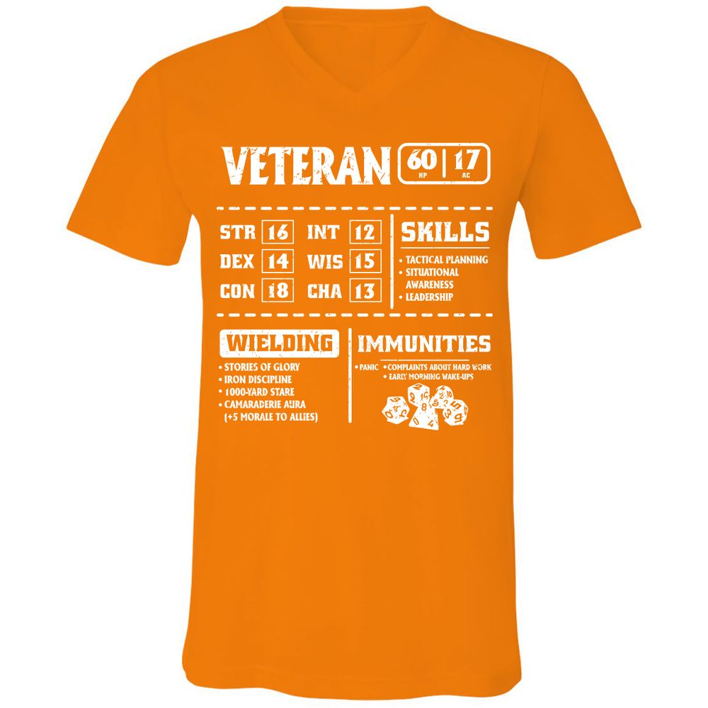Veteran New Ver. Unisex V-Neck T-Shirt - Orange - 11