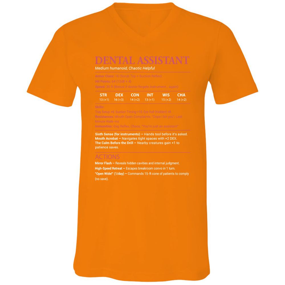 Dental Assistant Unisex V-Neck T-Shirt - Orange - 11