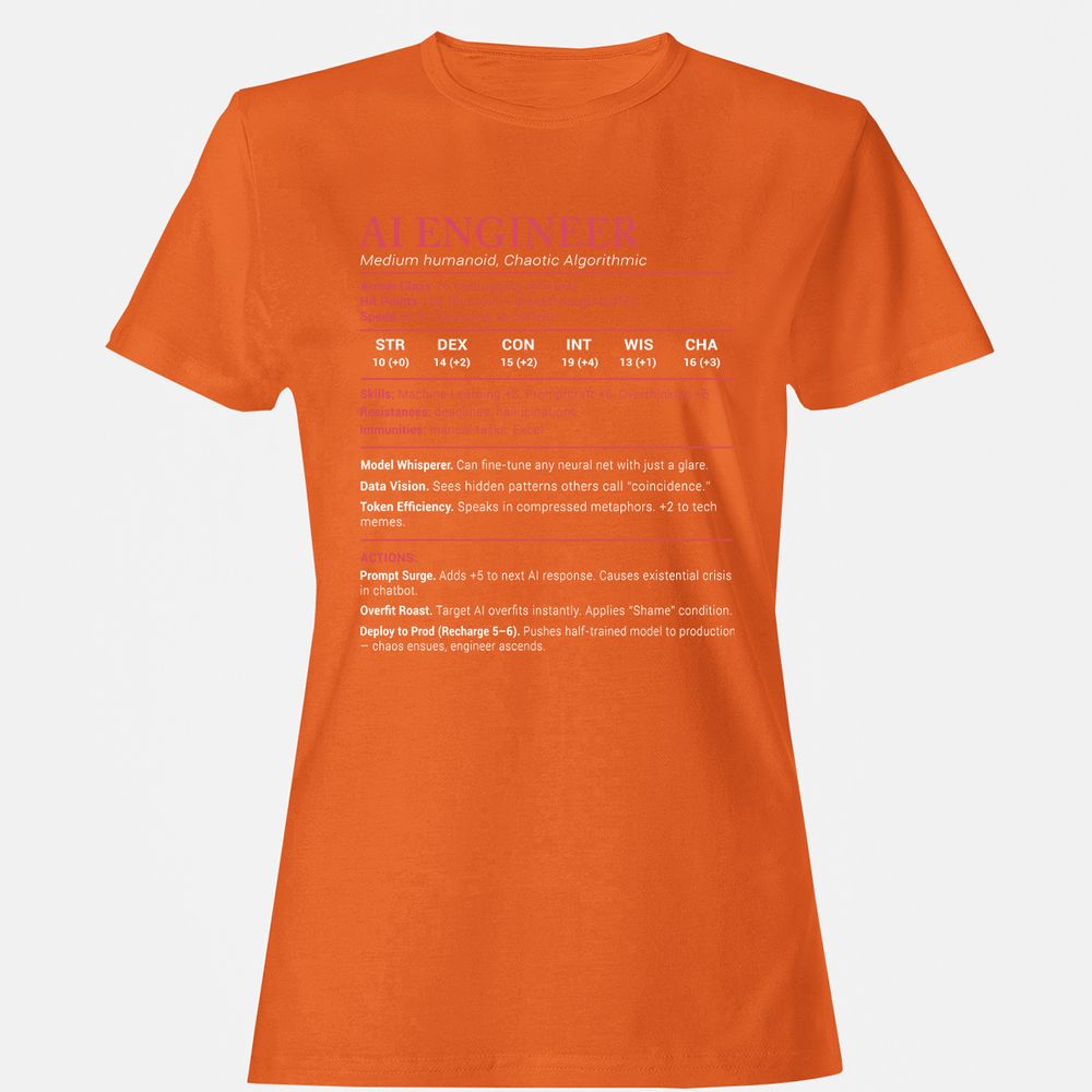 AI Engineer Stats Women's T-Shirt - Orange - 11