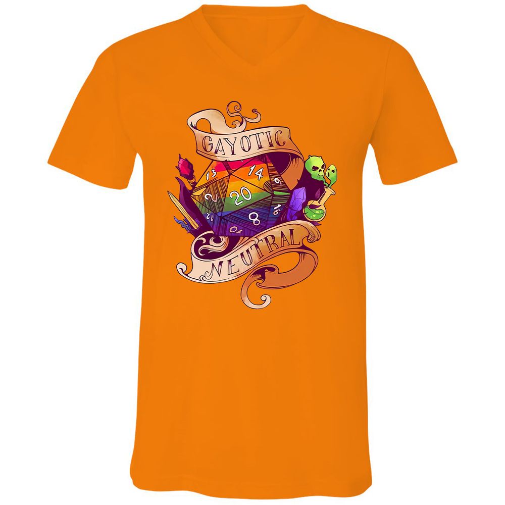 Gayotic Neutral Unisex V-Neck T-Shirt - Orange - 11