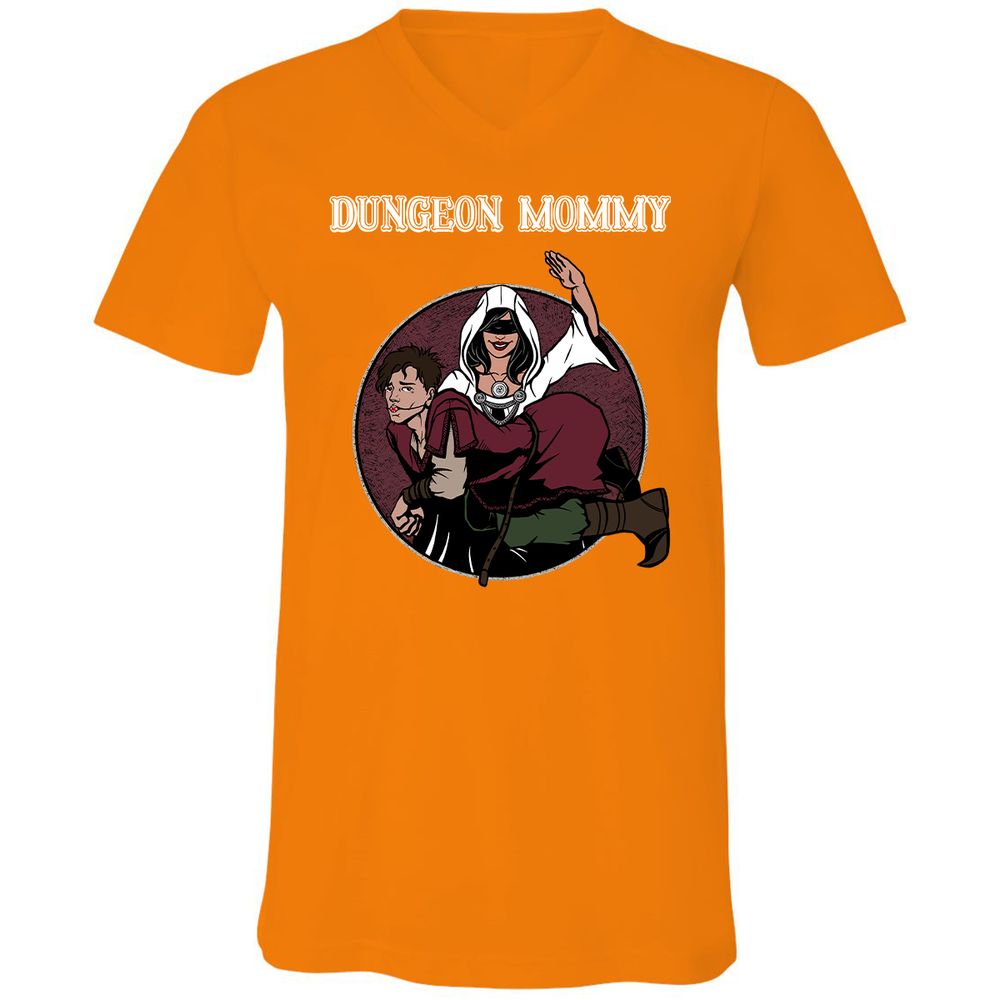 Dominant Dungeon Mommy Unisex V-Neck T-Shirt - Orange - 11