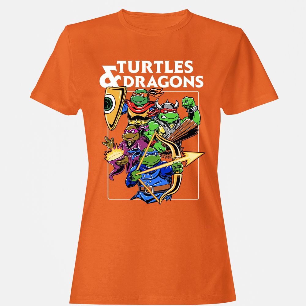 Turtles & Dragons Women's T-Shirt - Orange - 11