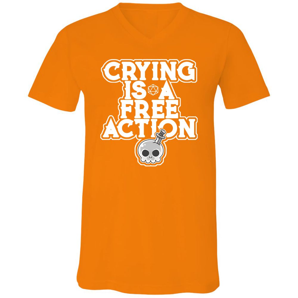 Crying Is A Free Action Unisex V-Neck T-Shirt - Orange - 11