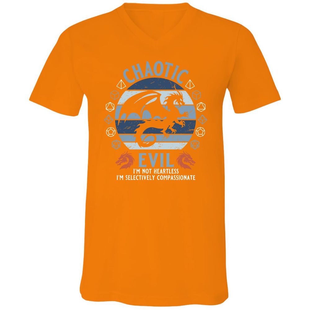 Chaotic Evil 2 Unisex V-Neck T-Shirt - Orange - 11