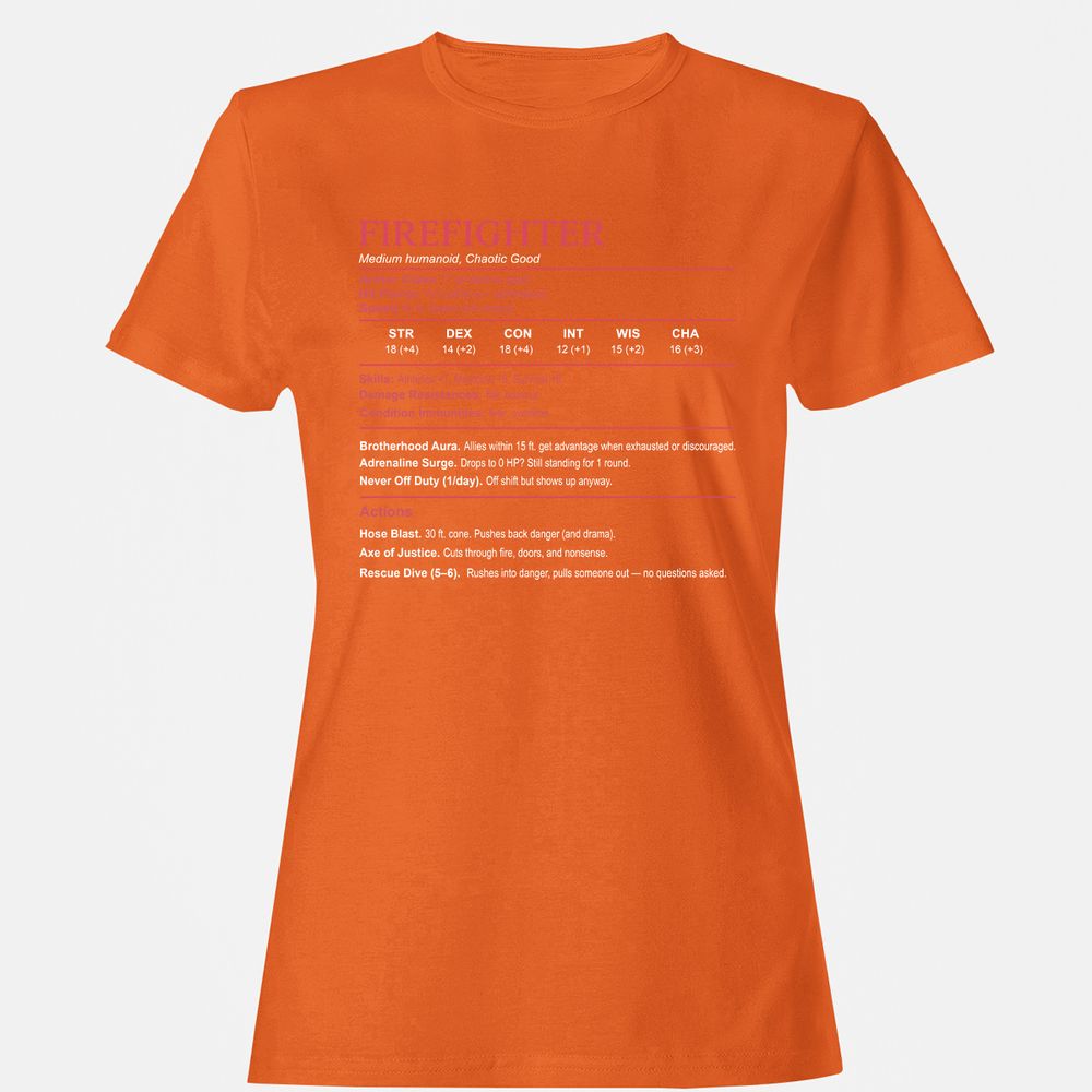 Firefighter Stats Women's T-Shirt - Orange - 11