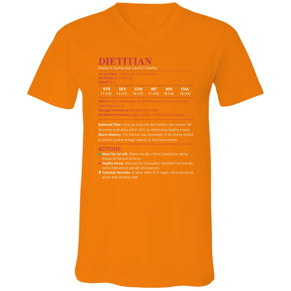 Dietitian Unisex V-Neck T-Shirt - Orange - 11