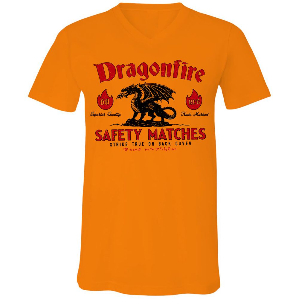 Dragonfire Unisex V-Neck T-Shirt - Orange - 11