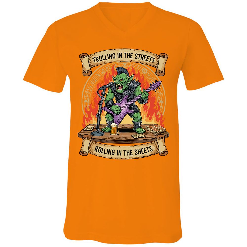 Trolling in the Streets Unisex V-Neck T-Shirt - Orange - 11