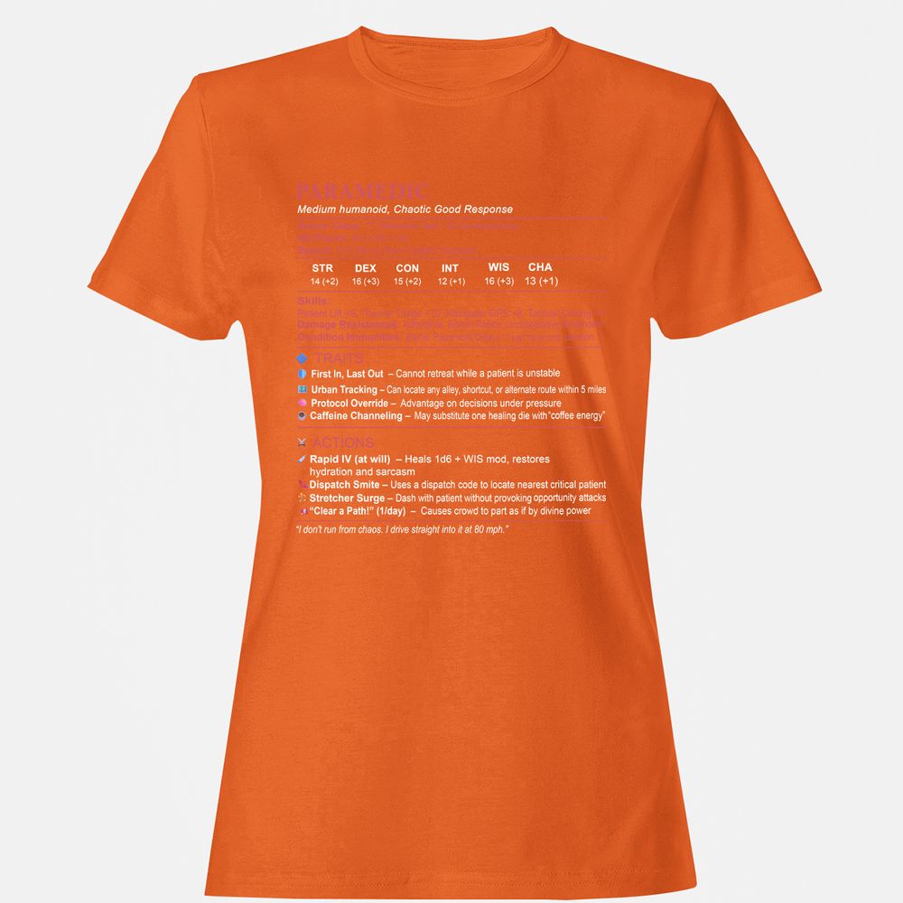 Paramedic Stats Women's T-Shirt - Orange - 11