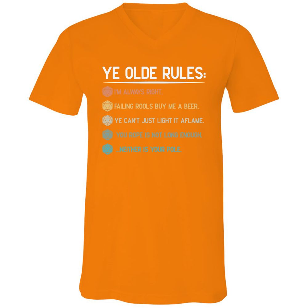 Dungeon Master Rules – Ye Olde RPG Unisex V-Neck T-Shirt - Orange - 11
