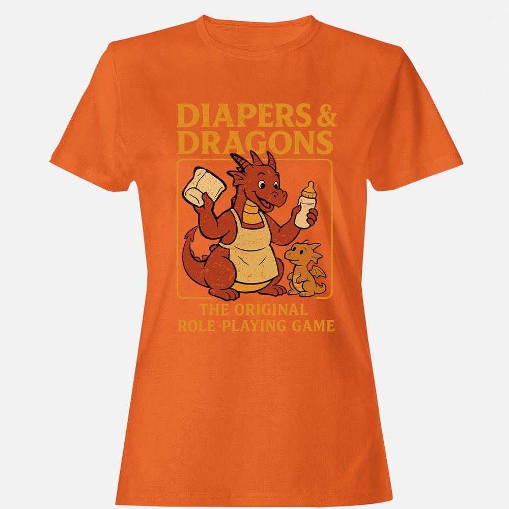Diapers & Dragons Women's T-Shirt - Orange - 11