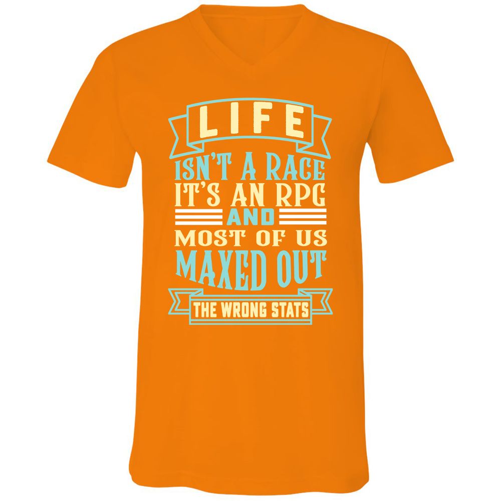 Life Is A RPG Unisex V-Neck T-Shirt - Orange - 11
