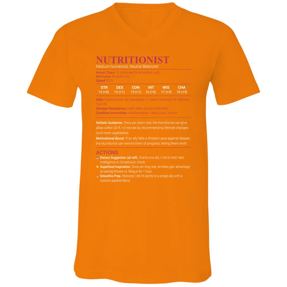 Nutritionist Unisex V-Neck T-Shirt - Orange - 11