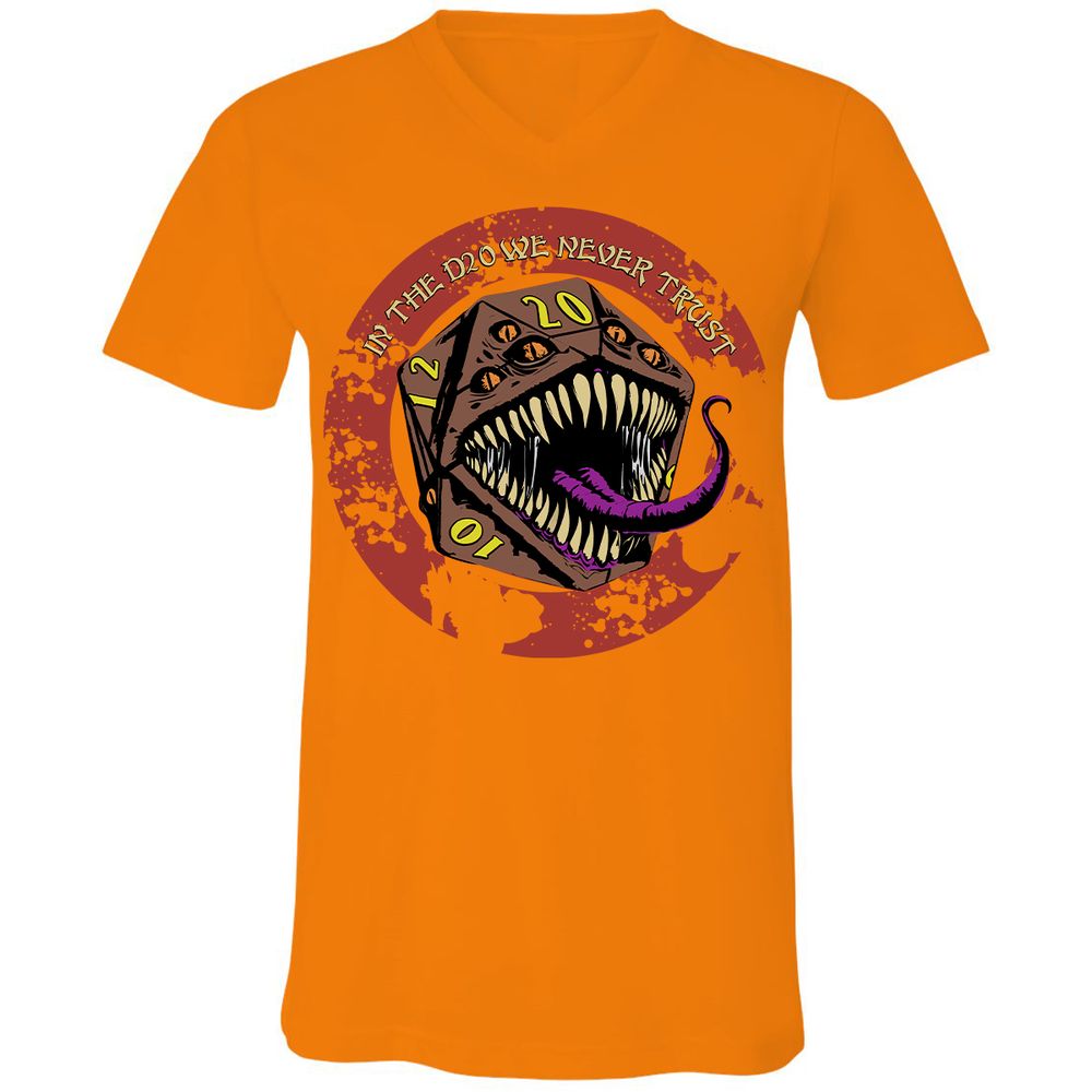 In The D20 We Never Trust Unisex V-Neck T-Shirt - Orange - 11