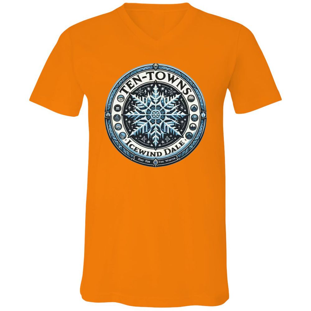 Ten-Towns Icewind Dale Unisex V-Neck T-Shirt - Orange - 11