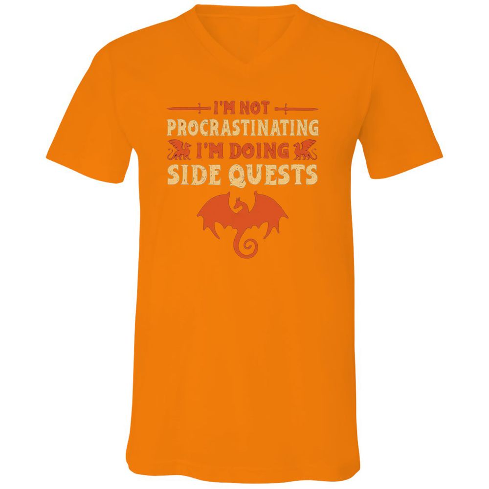 I'm Doing Side Quests Unisex V-Neck T-Shirt - Orange - 11