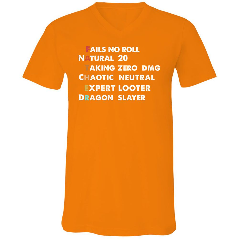 Father D&D Unisex V-Neck T-Shirt - Orange - 11