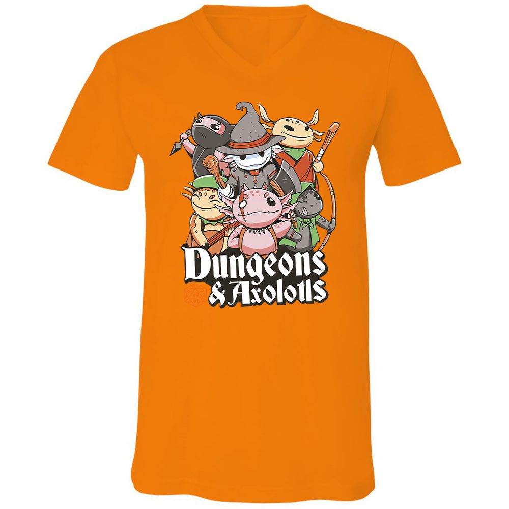 Dungeons And Axolotls Unisex V-Neck T-Shirt - Orange - 11