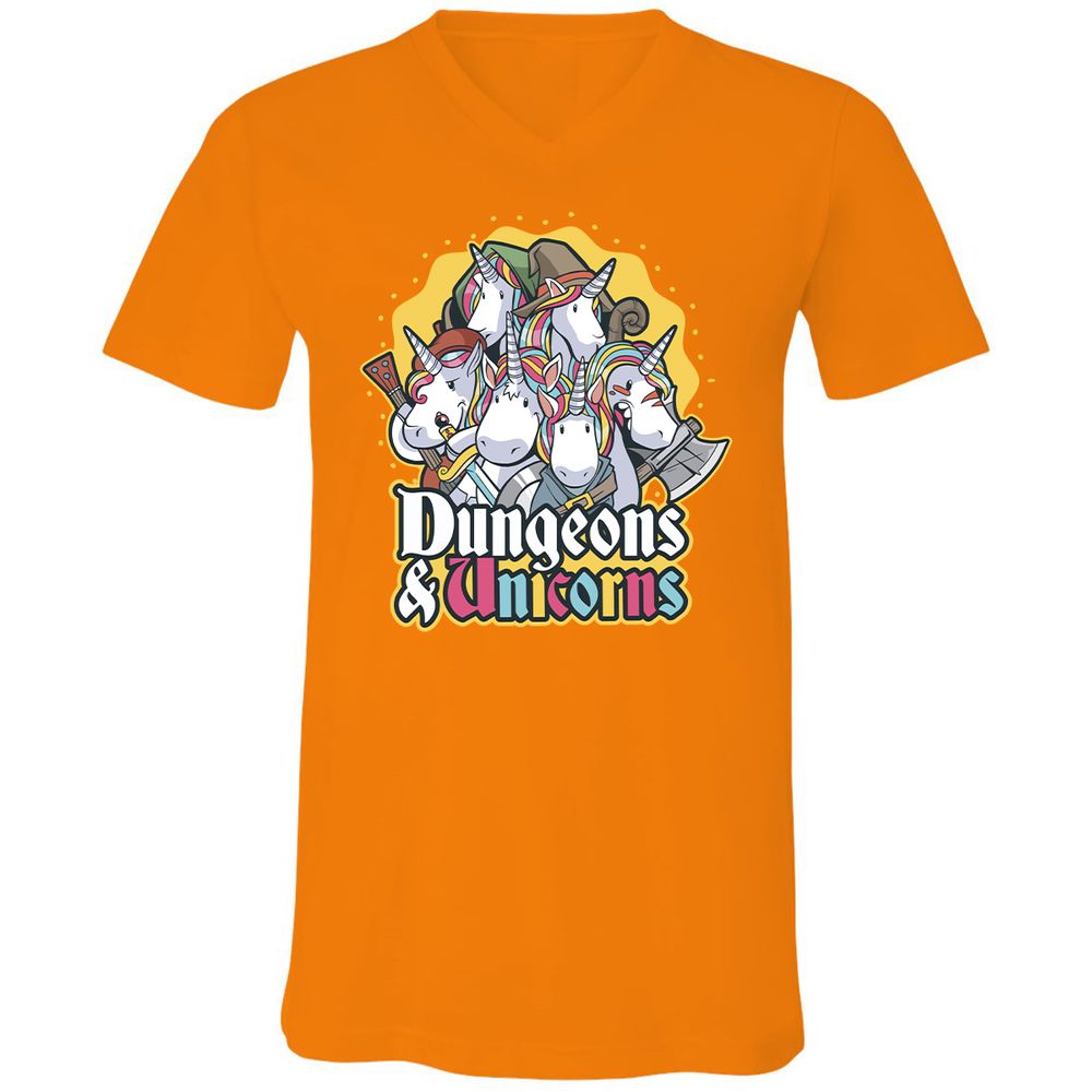 Dungeons And Unicorns Unisex V-Neck T-Shirt - Orange - 11