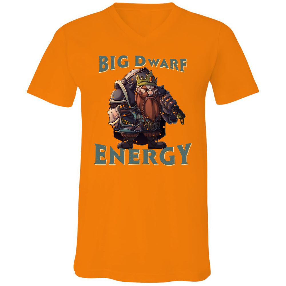 Big Dwarf Energy Unisex V-Neck T-Shirt - Orange - 11