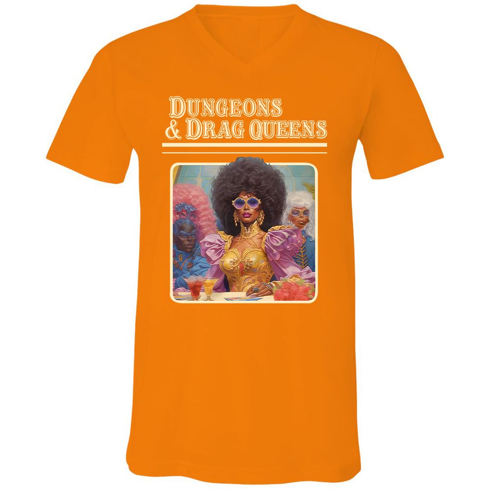 Dungeons & Drag Queens Unisex V-Neck T-Shirt - Orange - 11