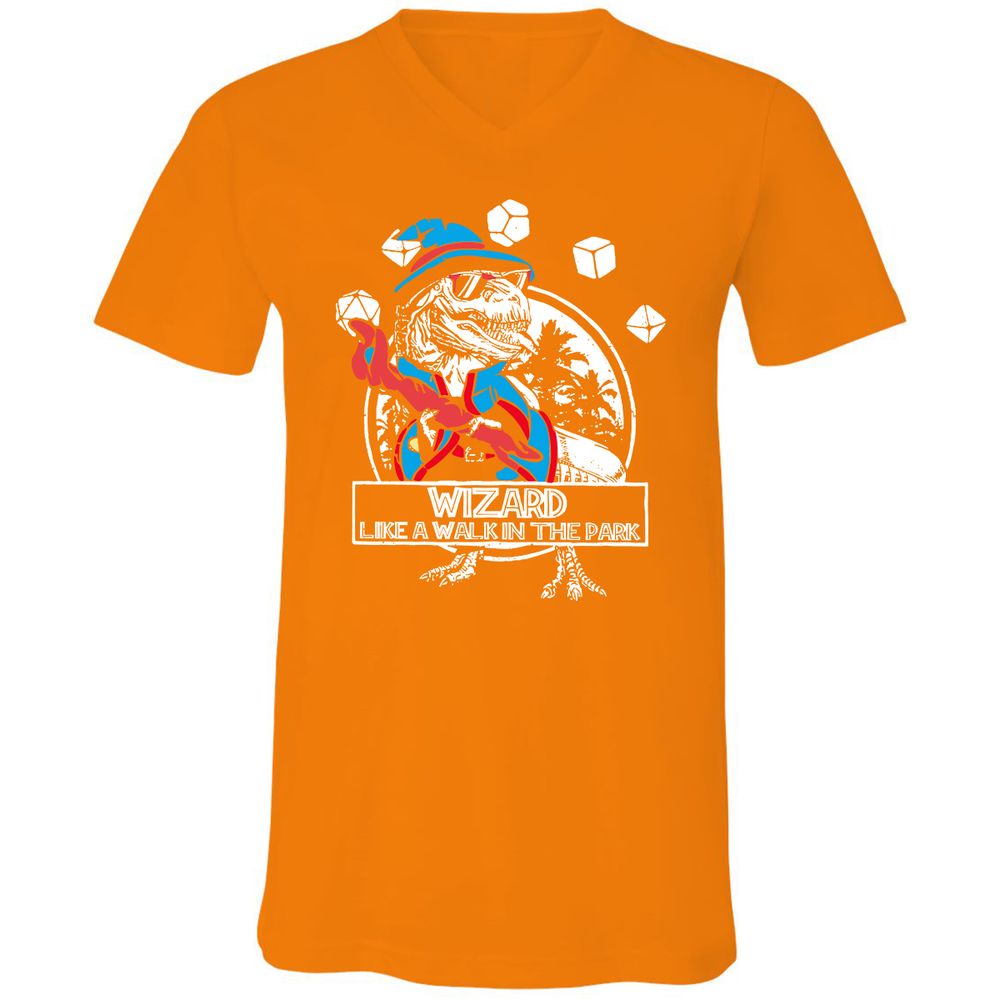 Wizard Like The Walk In The Park Unisex V-Neck T-Shirt - Orange - 11