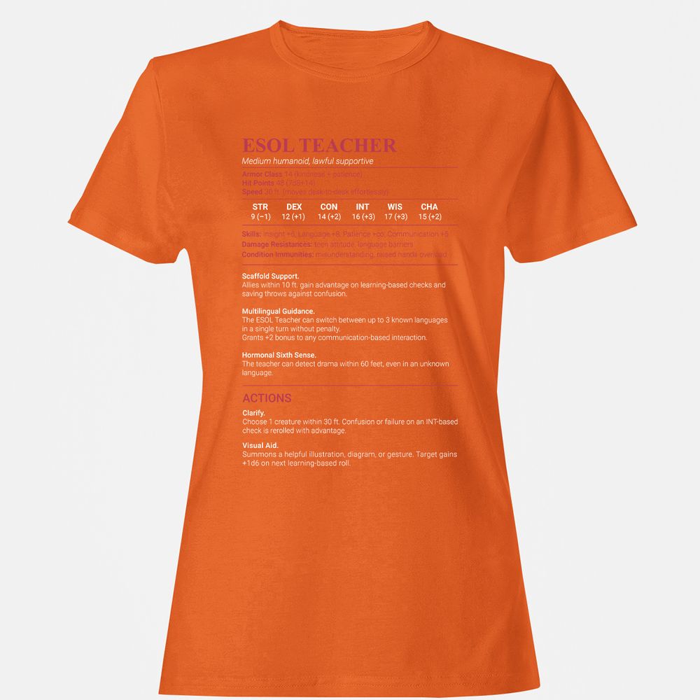 ESOL Teacher Women's T-Shirt - Orange - 11