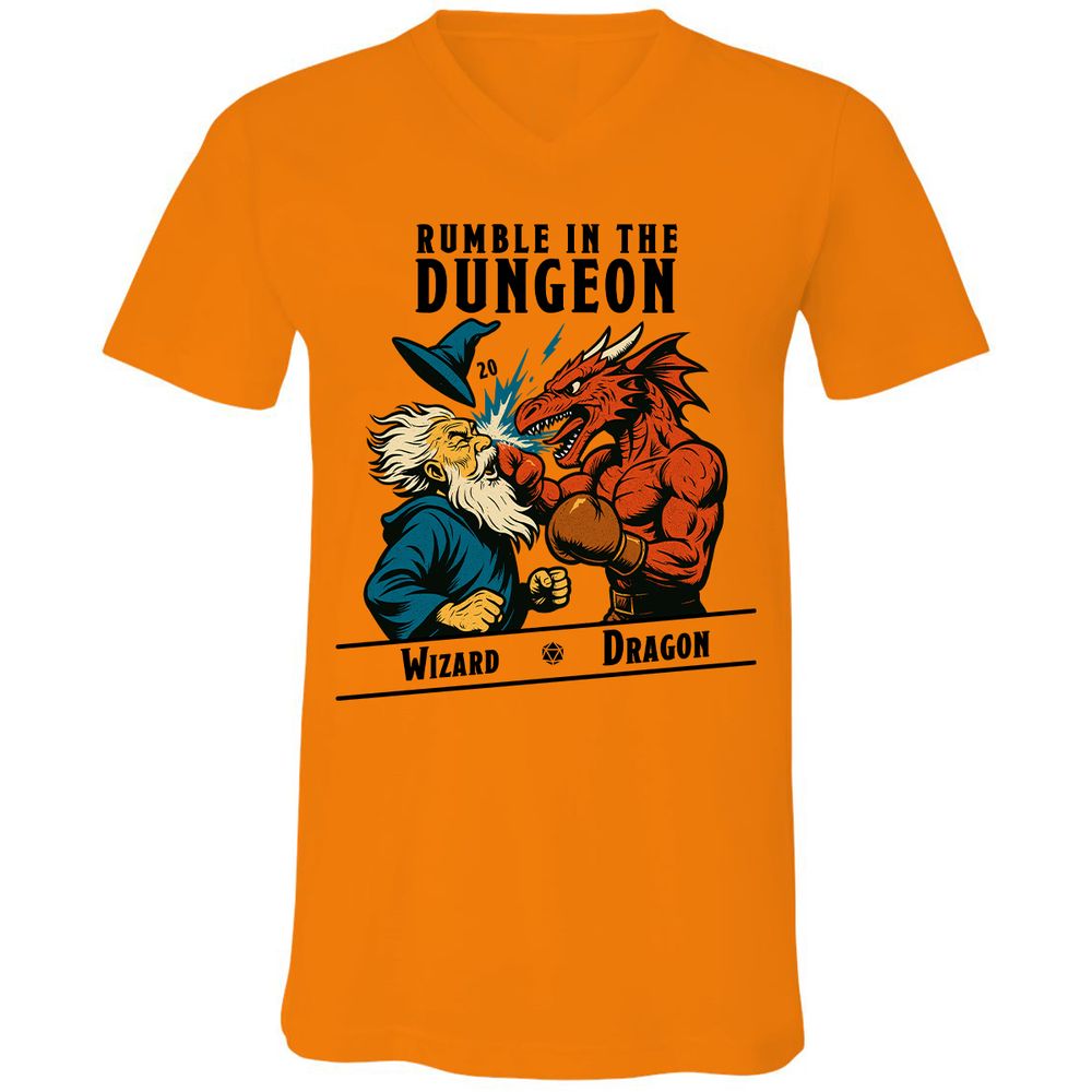 Rumble in the Dungeon Unisex V-Neck T-Shirt - Orange - 11